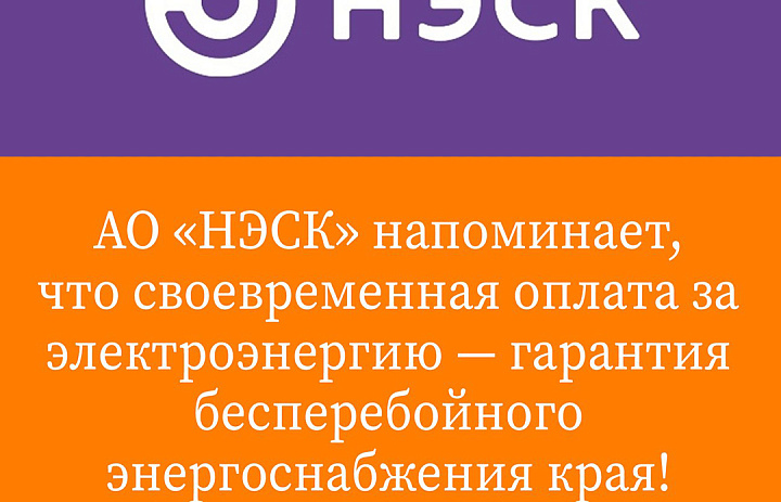 НЭСК напоминает о необходимости оплачивать счета